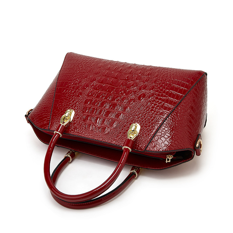 Handtasche für Damen ⎜ Elegante Schultertasche in Krokolederoptik mit Tragegriff und abnehmbarem Riemen für Alltag und Büro