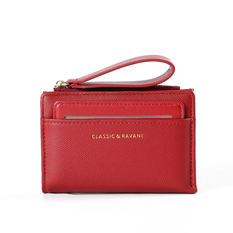 Damen Geldbörse in Uni-Farben ⎜ Elegante Mini-Brieftasche mit Kartenfächern und Handschlaufe für unterwegs