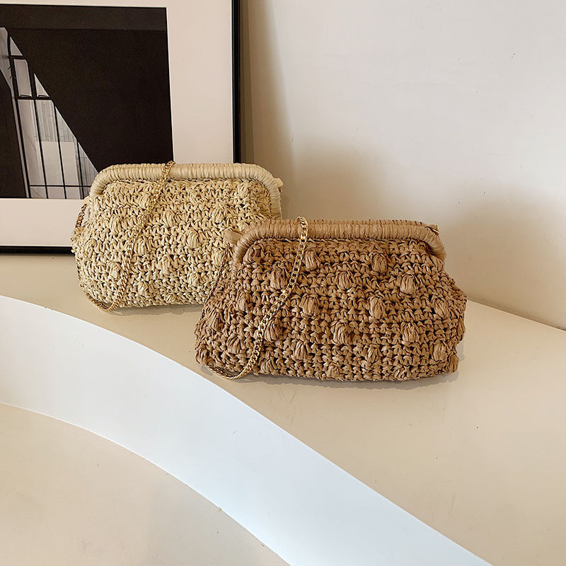 Damen Geflochtene Schultertasche ⎜ Leichte Strandtasche Mit Modischem Hohlmuster