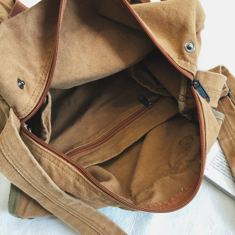 Rucksack für Damen ⎜ Lässiger Canvas-Rucksack im Faltenstil mit verstellbaren Trägern für Alltag und Freizeit