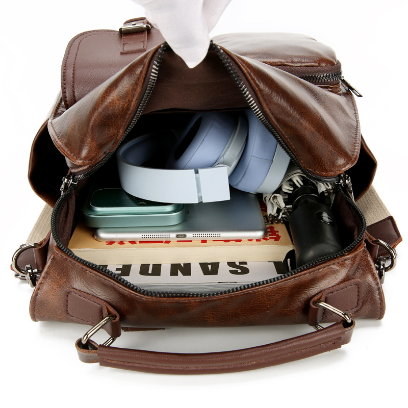 Damen Rucksack im Retro-Stil ⎜ Großer Schulrucksack mit Außenfach und Schultergurt für Uni und Freizeit
