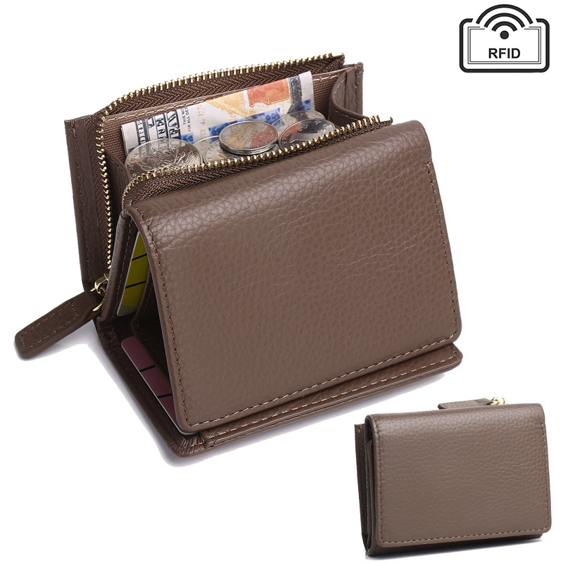 RFID Geldbörse für Damen ⎜ Kompakte Brieftasche mit Reißverschluss und mehreren Kartenfächern