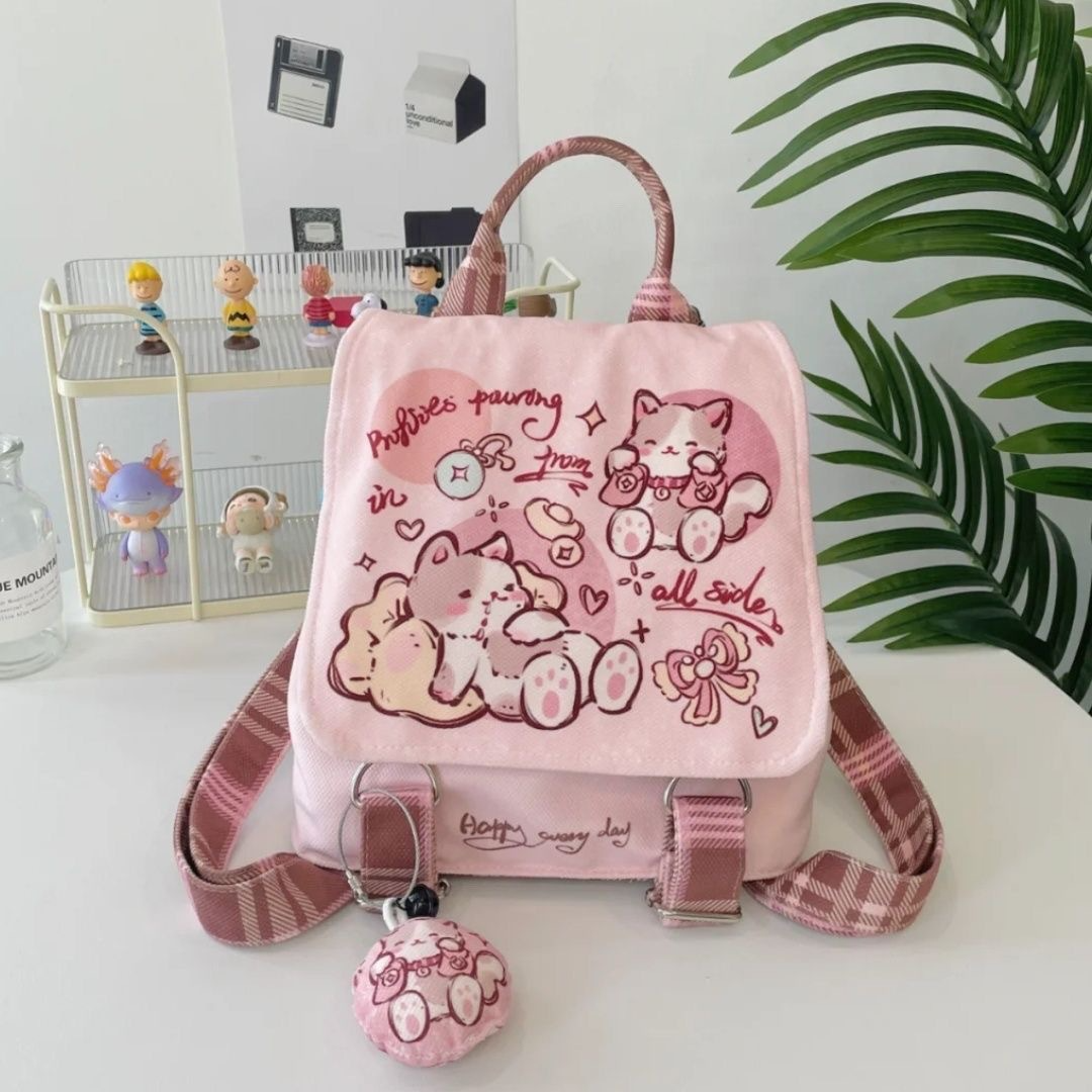 Rucksack für Mädchen ⎜ Süßes Canvas-Design mit großer Kapazität und verstellbaren Schulterriemen