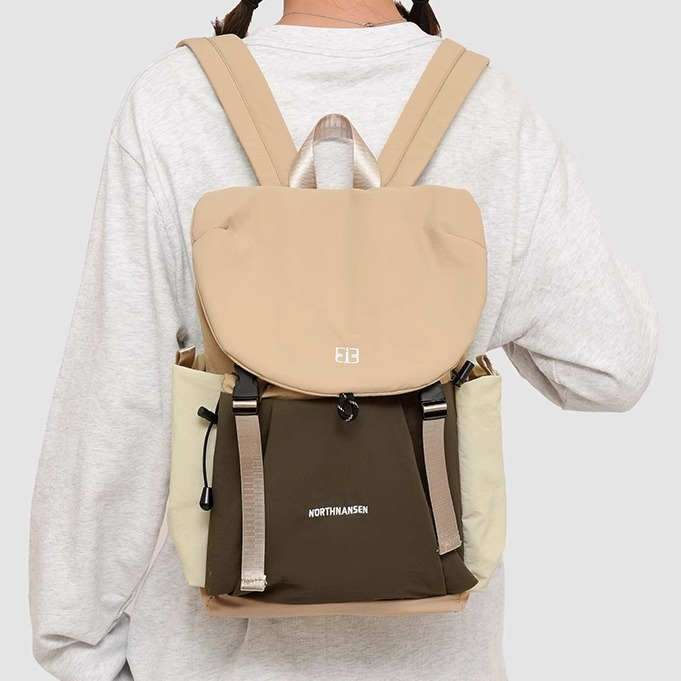 Damen Rucksack Im Koreanischen Stil ⎜ Schlichter Freizeitrucksack Mit Kordel Und Seitentaschen
