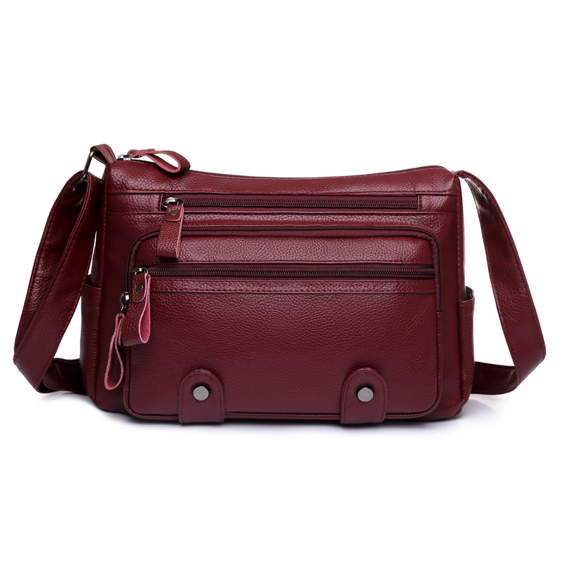 Schultertasche für Damen ⎜ Geräumige Umhängetasche im Retro-Stil mit Reißverschlussfächern für Alltag und Büro