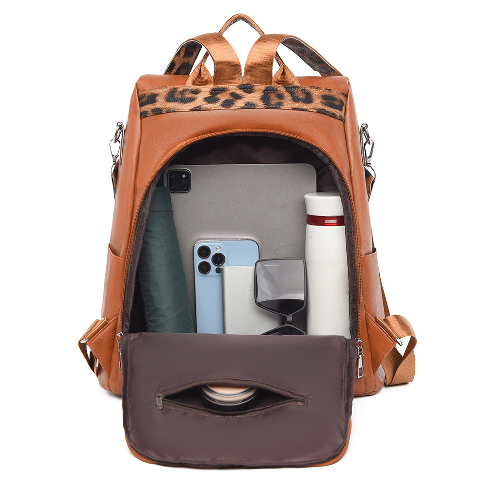 Damen Rucksack Mit Leopardenmuster ⎜ Modischer Freizeitrucksack Mit Großem Stauraum Für Alltag Und Reisen