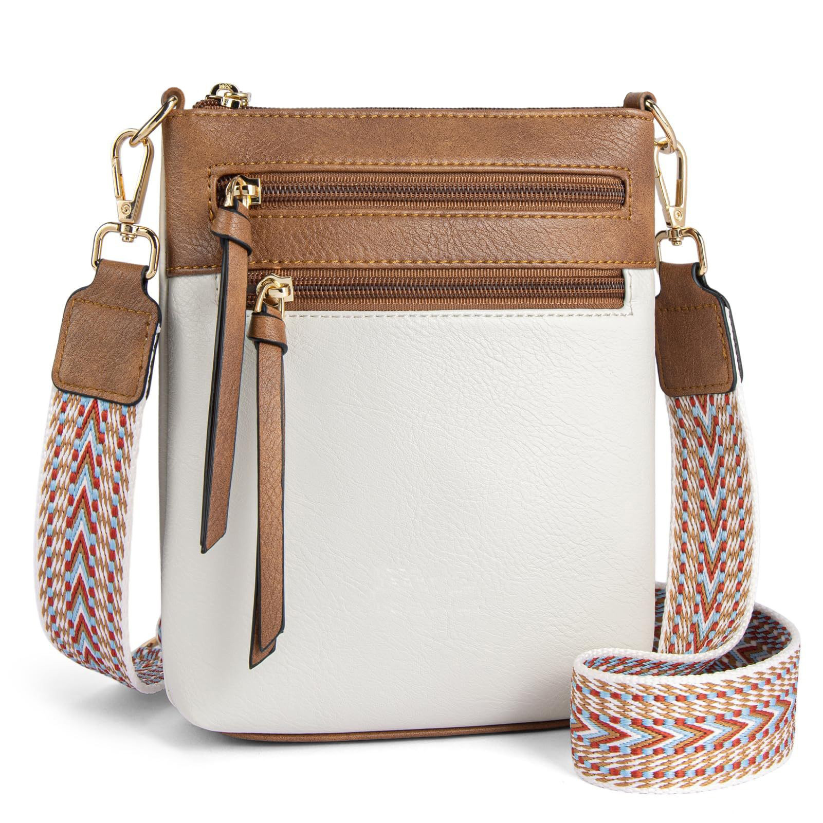 Damen Umhängetasche mit Reißverschluss ⎜ Vertikale Tasche mit mehreren Fächern für Alltag