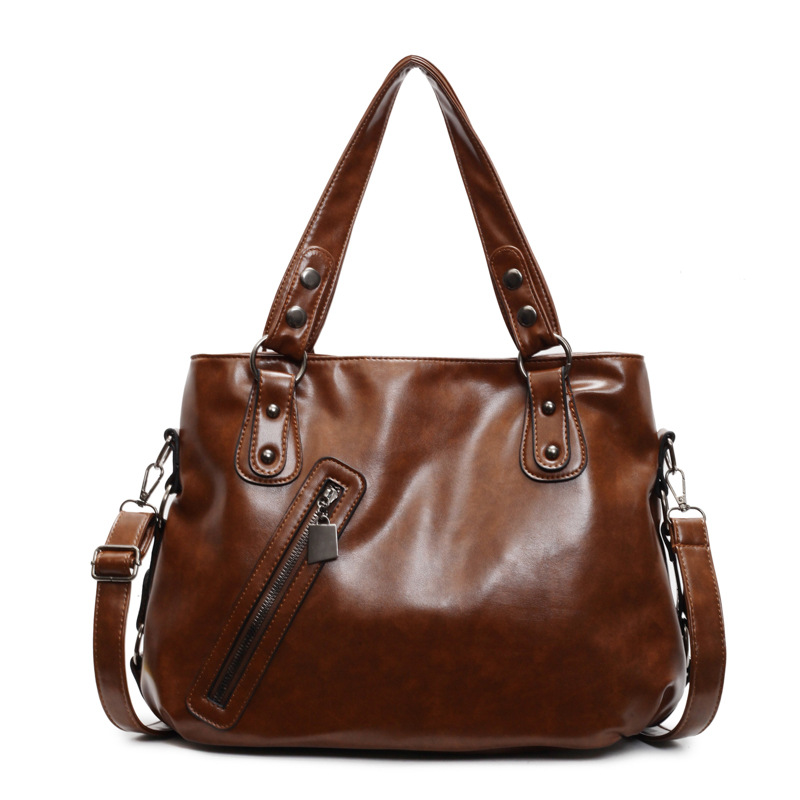 Schultertasche für Damen ⎜ Große Umhängetasche in Lederoptik mit Reißverschluss und viel Stauraum