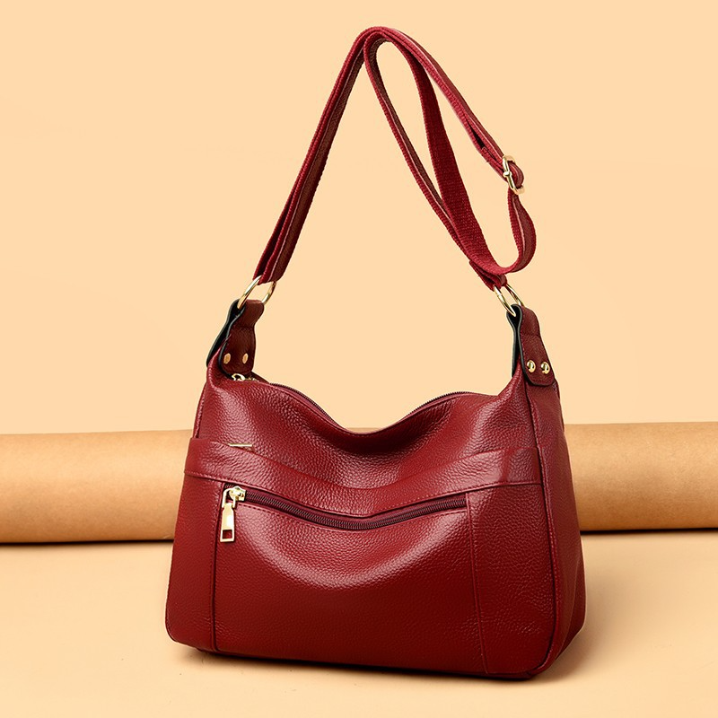 Damen Umhängetasche ⎜ Hochwertige Schultertasche aus Echtleder mit Robustem Design und Viel Stauraum