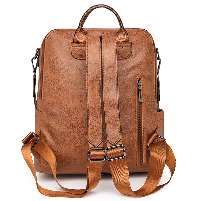 Damen Rucksack mit Leopardenmuster ⎜ Großer Vintage Tagesrucksack mit viel Stauraum und Reißverschlusstaschen