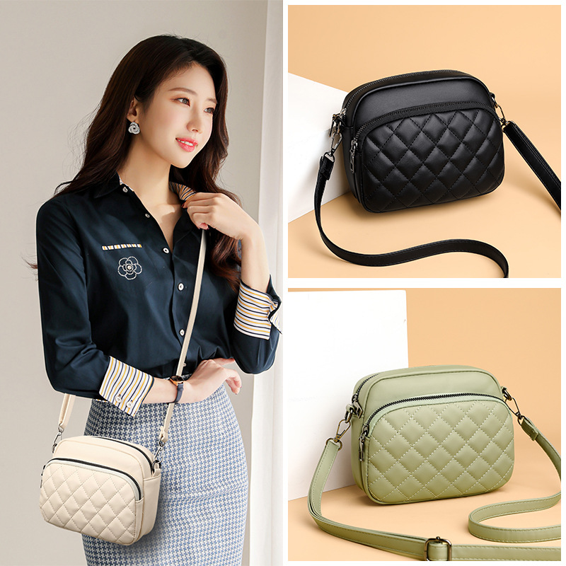 Damen Umhängetasche ⎜ Kompakte Schultertasche mit Steppmuster für Alltag und Freizeitoutfits