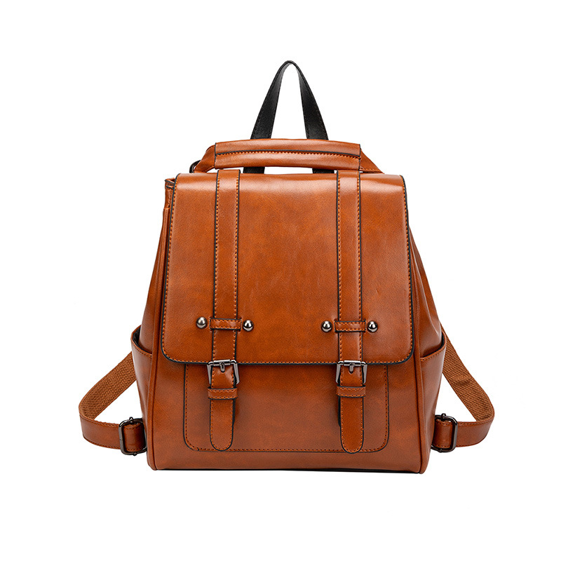 Damen Rucksack aus Kunstleder ⎜ Vielseitiger Tagesrucksack mit Schnallendetail und Tragegriff für Reisen und Alltag