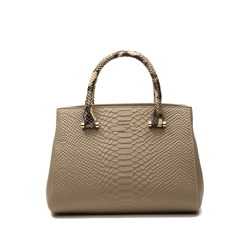 Handtasche für Damen ⎜ Edle Tragetasche aus Leder mit Schlangenmuster und abnehmbarem Schulterriemen