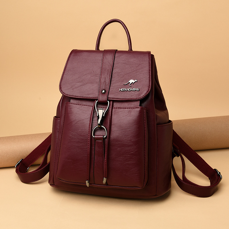 Damen Rucksack aus Kunstleder ⎜ Eleganter Tagesrucksack mit großer Kapazität und praktischen Außentaschen für Alltag und Beruf