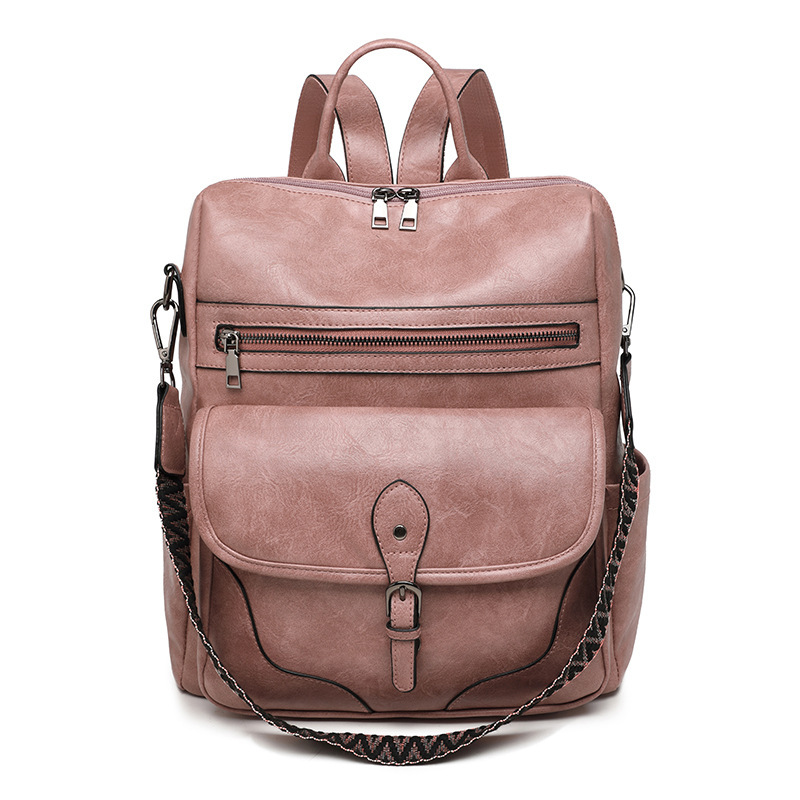 Damen Rucksack aus Leder ⎜ Geräumiger Freizeitrucksack mit Tragegriff für Reisen und Alltag