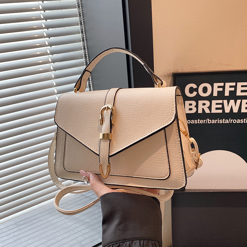 Damen Umhängetasche mit Schnalle ⎜ Elegante Handtasche in klassischem Design für Alltag und Ausgehen
