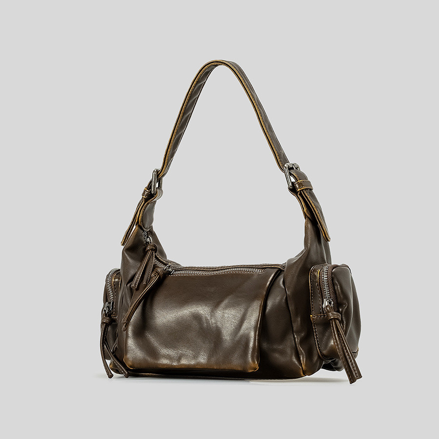 Elegante Schultertasche mit Retro-Effekt ⎜ Stylische Ledertasche mit vielseitigen Fächern für Alltag und Freizeit