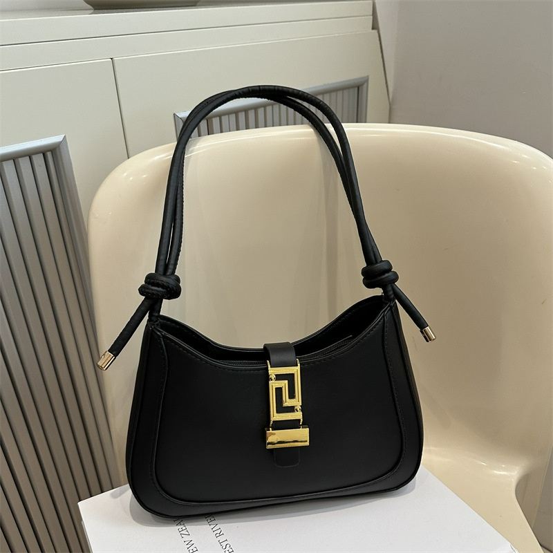 Schultertasche für Damen ⎜ Elegante Retro-Underarm-Bag mit goldener Schnalle und Knotenriemen für stilvolle Outfits
