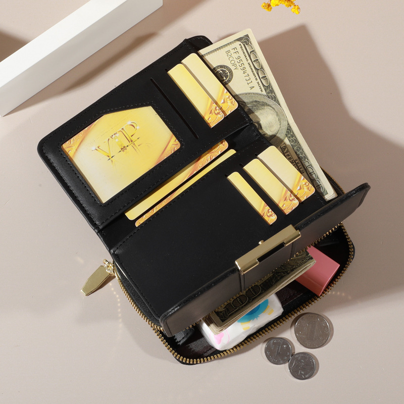 Damen Geldbörse mit Reißverschluss ⎜ Elegantes Portemonnaie mit Kartenfächern und Münzfach
