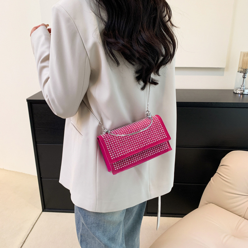 Abendtasche für Damen ⎜ Glitzernde Umhängetasche mit Strass und Metallgriff für festliche Anlässe