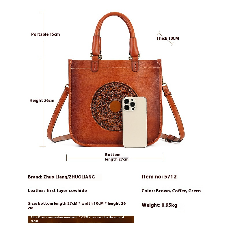 Handtasche für Damen im Vintage-Stil ⎜ Künstlerische Schultertasche mit Mandala-Design für Alltag und Freizeit