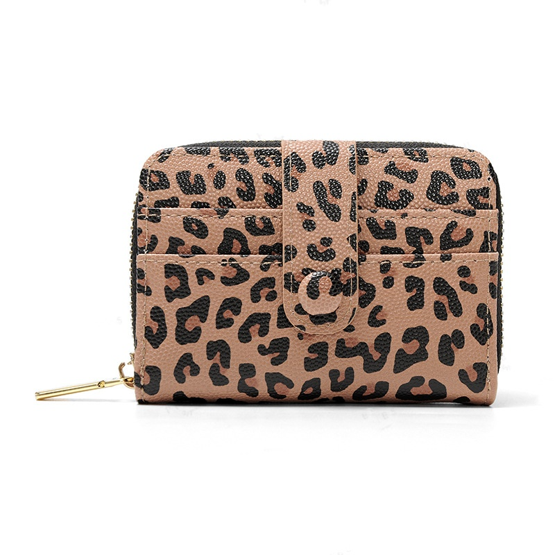 Kartenetui mit Reißverschluss für Damen ⎜ Stylische Geldbörse mit Leopardenmuster und viel Stauraum