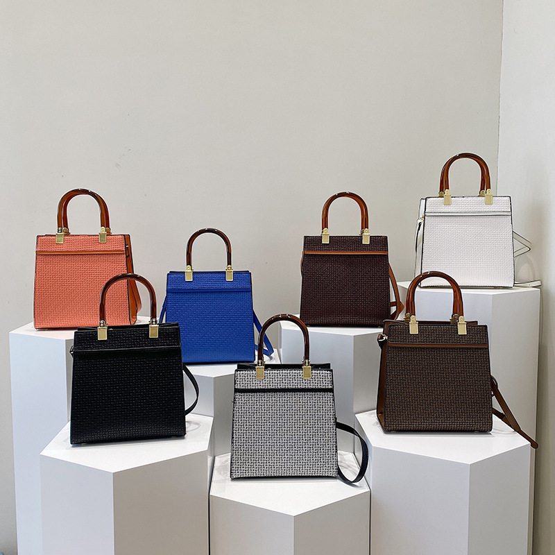 Handtasche für Damen ⎜ Elegante Tragetasche mit Strukturmuster und transparentem Griff für Büro und Alltag