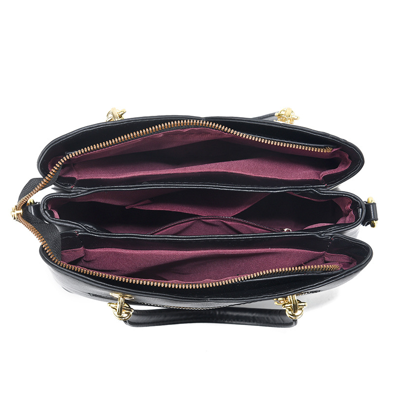 Handtasche für Damen aus Kunstleder ⎜ Elegante Schultertasche mit Kontrastdesign und viel Stauraum für Alltag