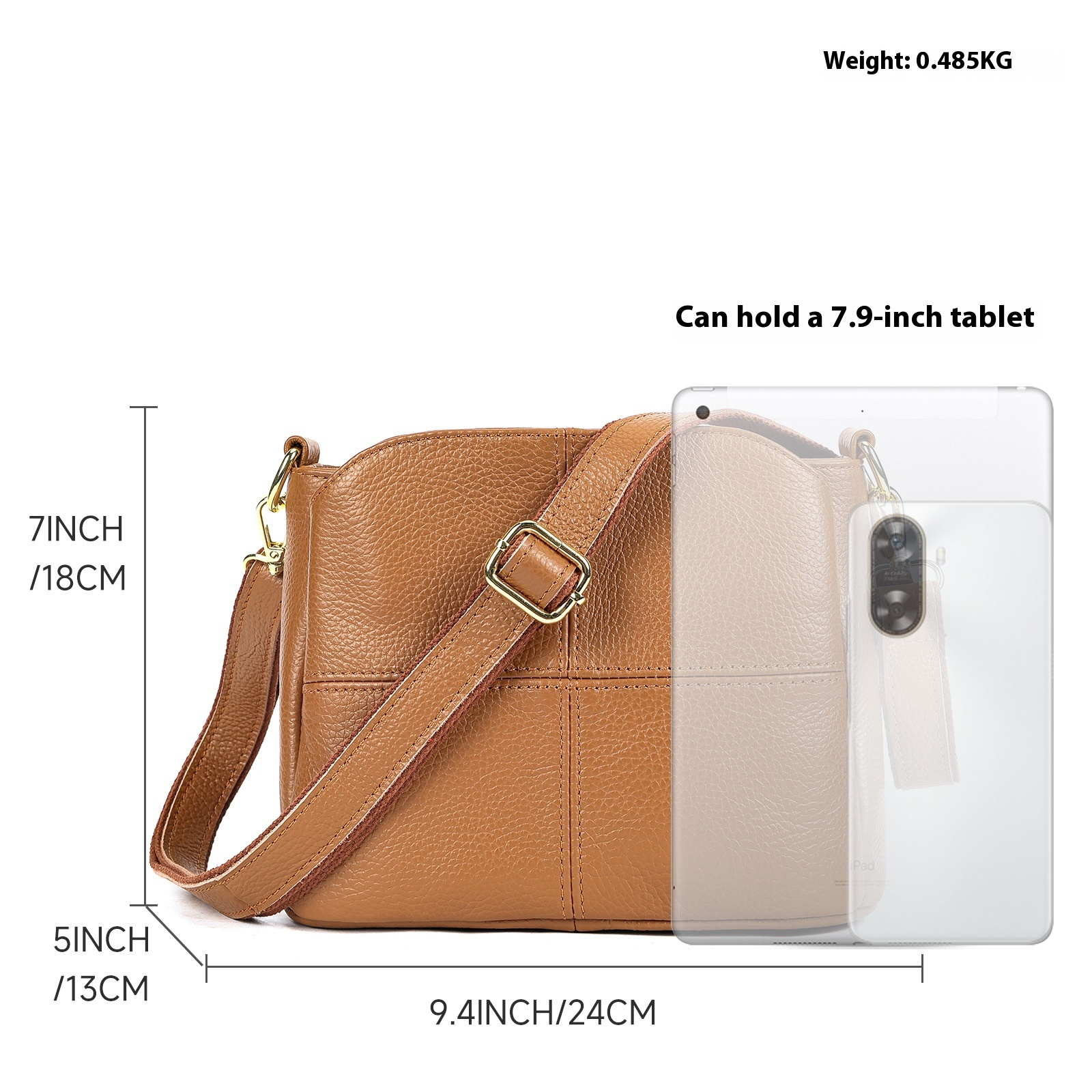 Damen Schultertasche aus Echtleder ⎜ Bequeme Umhängetasche im schlichten Design für Alltag und Freizeit