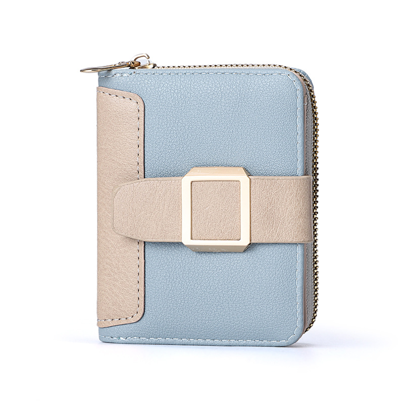Damen Geldbörse mit Schnalle ⎜ Kompakte Reißverschluss-Brieftasche im Hochformat mit Karten- und Münzfach
