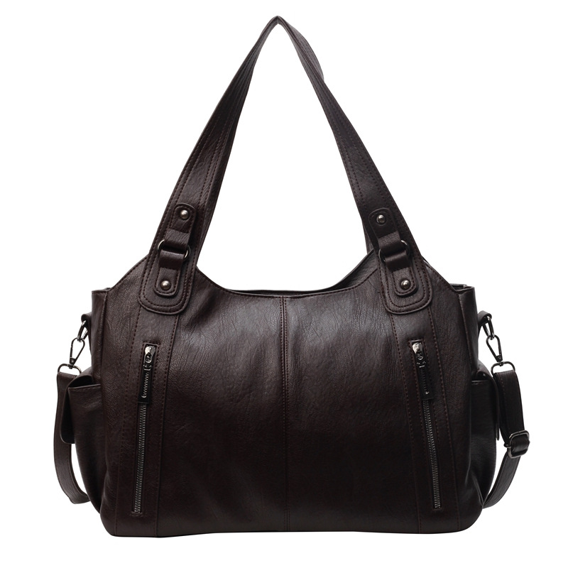 Schultertasche für Damen ⎜ Geräumige Umhängetasche aus Kunstleder mit Reißverschlüssen für Alltag und Kurzreisen