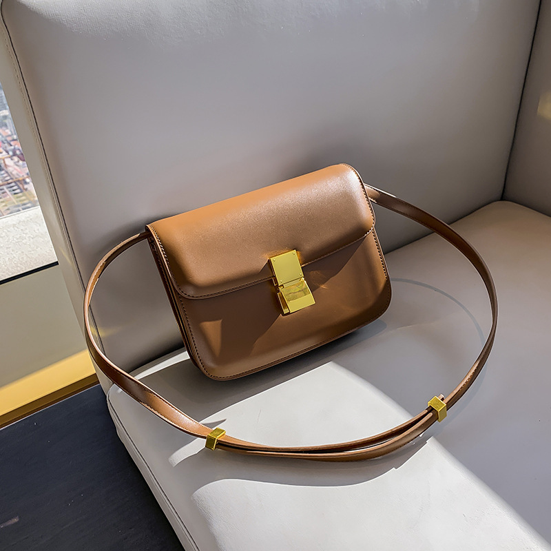 Retro Umhängetasche für Damen ⎜ Elegantes Design aus Leder mit goldener Schnalle und verstellbarem Träger