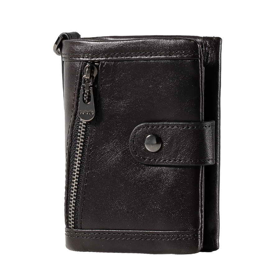 Leder Geldbörse für Damen ⎜ Kompakte Brieftasche mit Reißverschluss und praktischen Fächern