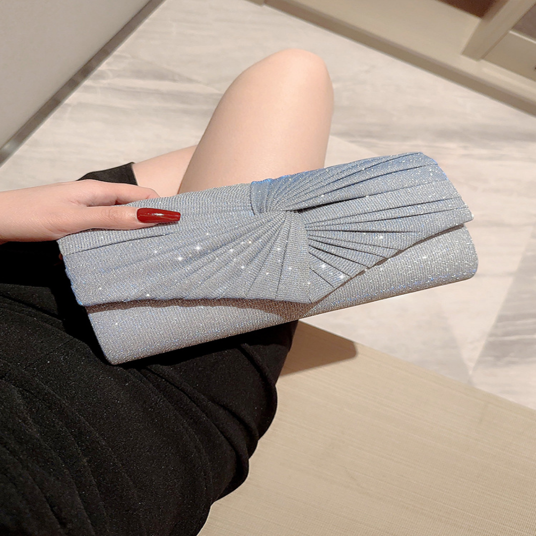Clutch für Damen ⎜ Stilvolle Abendtasche mit Falten-Design für festliche Outfits und besondere Anlässe