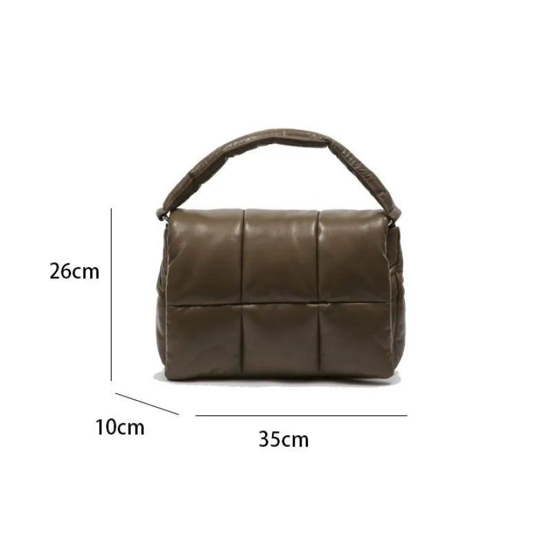 Schultertasche für Damen ⎜ Große Stepp-Tasche im Umschlagstil mit weichem Griff für stilvolle Alltagslooks