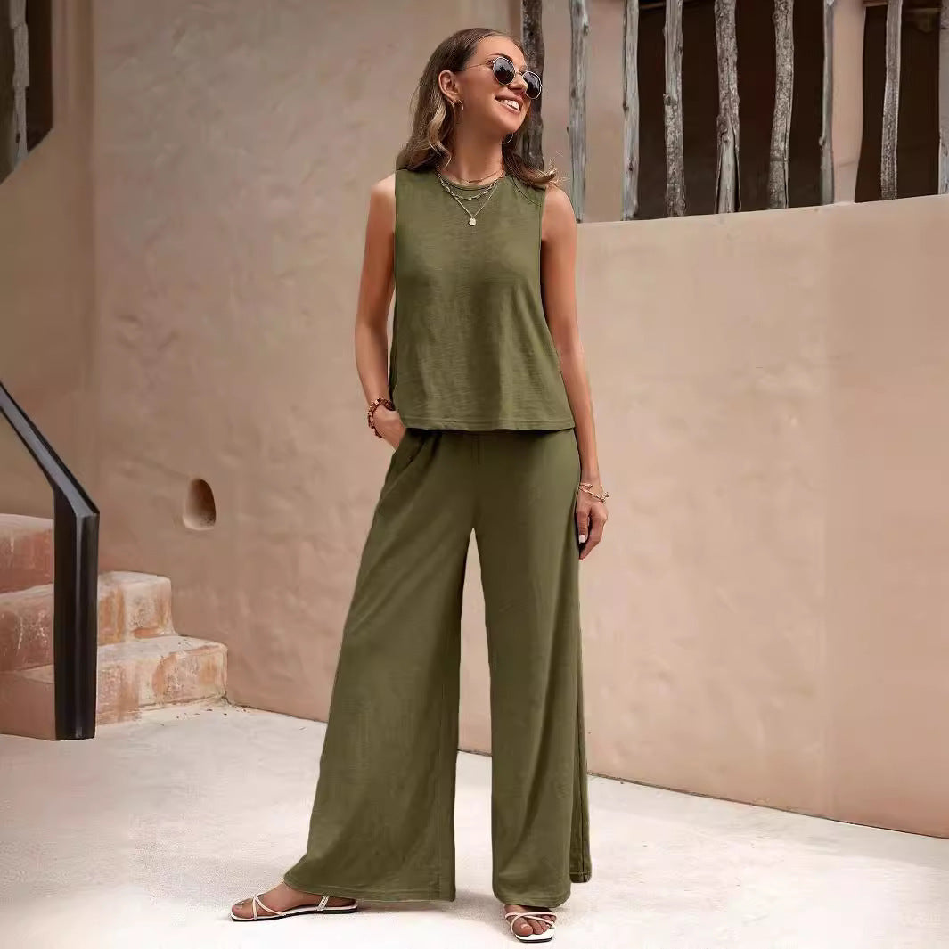 Hanna - Lässiges Set Aus Ärmellosem Tanktop Und Hose Mit Weitem Bein