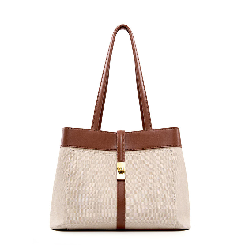 Handtasche für Damen ⎜ Zweifarbige Schultertasche mit Schnallendetail und viel Stauraum für Alltag und Büro