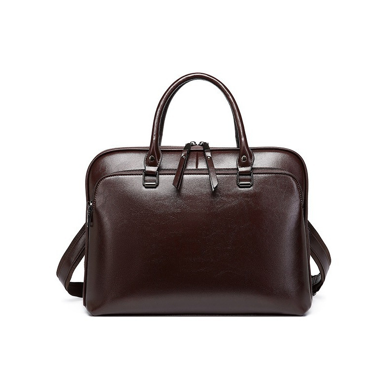 Laptoptasche für Herren ⎜ Schlichte Aktentasche aus Leder mit großem Stauraum und doppeltem Tragegriff
