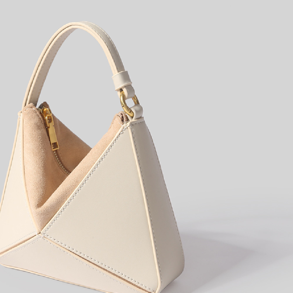 Handtasche für Damen ⎜ Dreieckige Umhängetasche mit Farbblock-Design und Reißverschlussfach für unterwegs