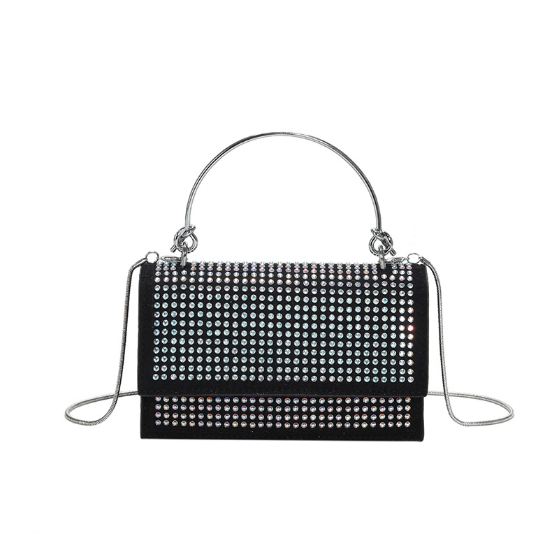 Abendtasche für Damen ⎜ Glitzernde Umhängetasche mit Strass und Metallgriff für festliche Anlässe