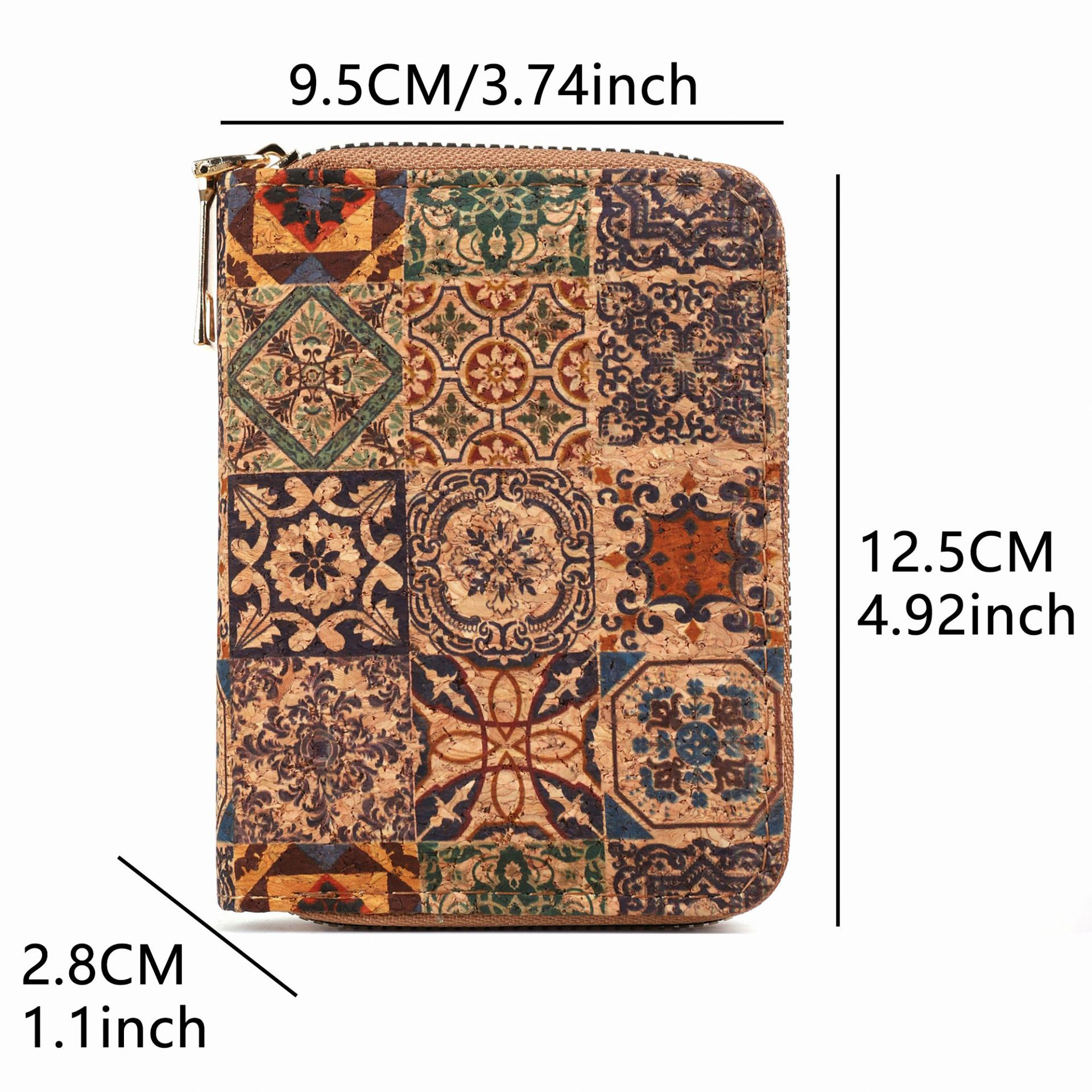 Kartenetui mit Reißverschluss ⎜ Kompakte Retro-Geldbörse für Damen und Herren im bunten Mandala-Design