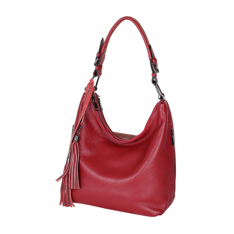Schultertasche für Damen ⎜ Elegante Hobo-Bag aus Lederoptik mit Quaste und breitem Tragegriff für Alltag und Freizeit