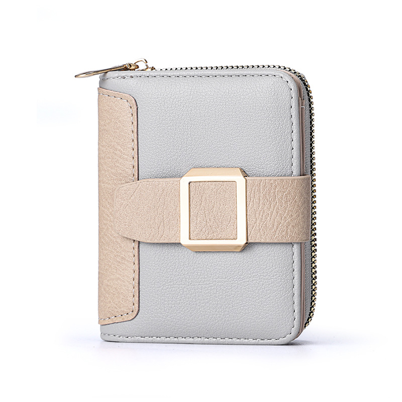 Damen Geldbörse mit Schnalle ⎜ Kompakte Reißverschluss-Brieftasche im Hochformat mit Karten- und Münzfach