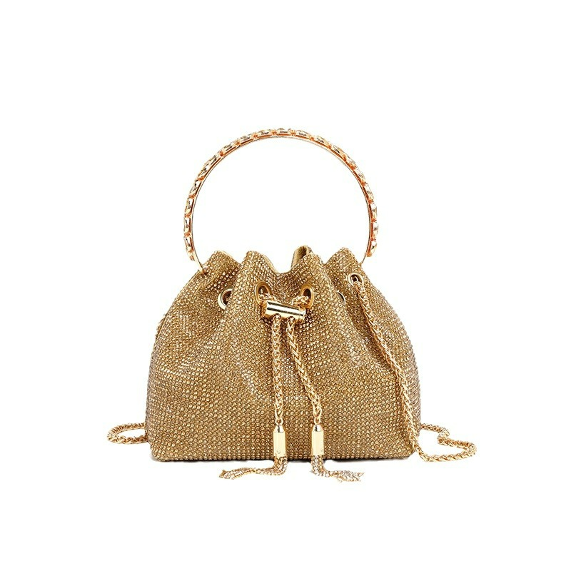 Abendtasche mit Glitzersteinen für Damen ⎜ Elegante Umhängetasche mit Kettenriemen und Funkelndem Design