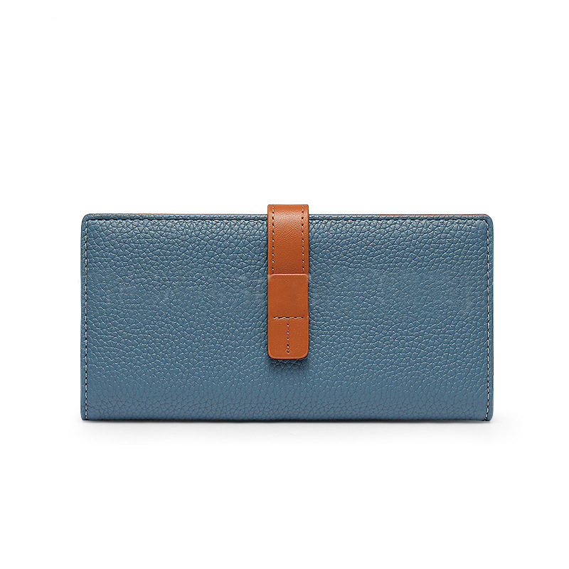 Lange Damen Geldbörse aus Leder ⎜ Elegantes Portemonnaie mit Kontrastverschluss und Platz für viele Karten