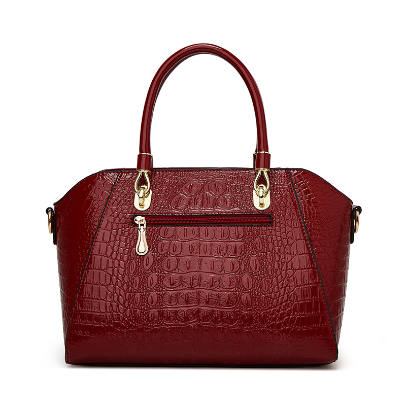 Handtasche für Damen ⎜ Elegante Schultertasche in Krokolederoptik mit Tragegriff und abnehmbarem Riemen für Alltag und Büro