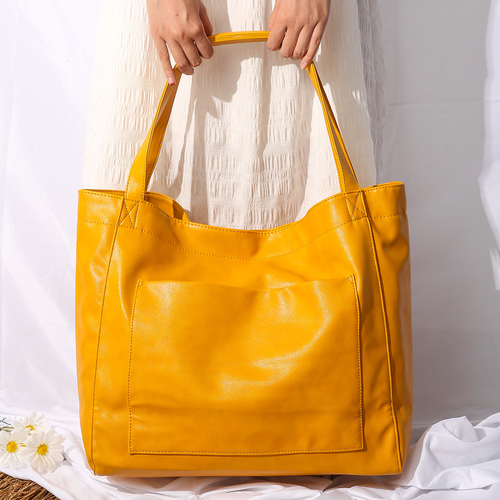 Shopper Tasche für Damen ⎜ Große Schultertasche aus weichem Leder mit Tragegriffen für Alltag und Büro