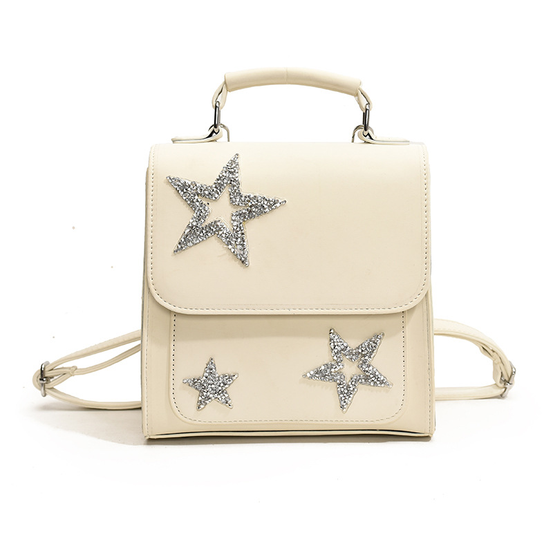 Damen Rucksack mit Pailletten-Sternen ⎜ Modischer Tagesrucksack mit Glitzerdetails und Tragegriff