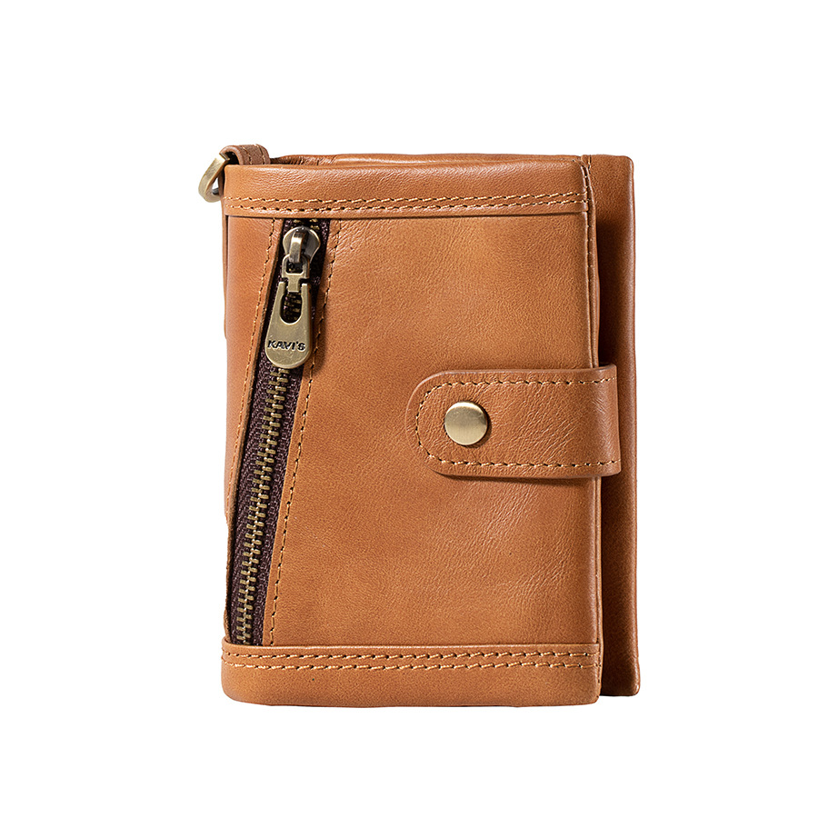 Leder Geldbörse für Damen ⎜ Kompakte Brieftasche mit Reißverschluss und praktischen Fächern