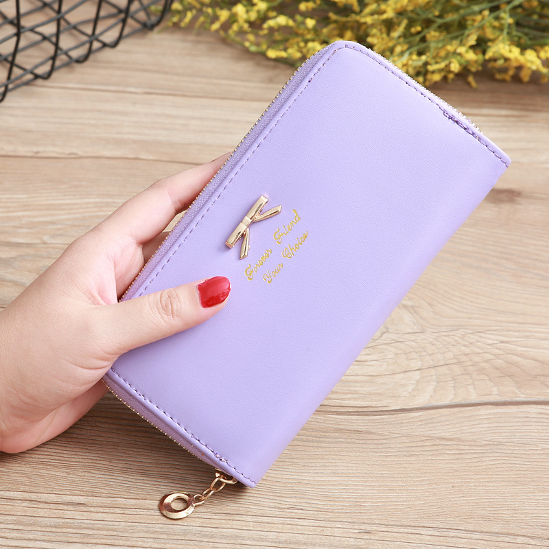 Damen Geldbörse ⎜ Elegante Zwei-Schichten Brieftasche mit Schleifen-Design und Reißverschluss